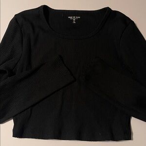 Year of Ours Black Ribbed Long Sleeve Crop Tee